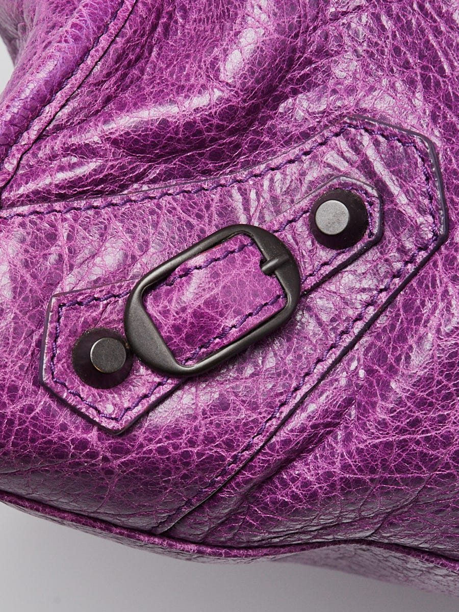 Balenciaga Purple Lambskin Leather Motorcycle City Bag | Yoogi's