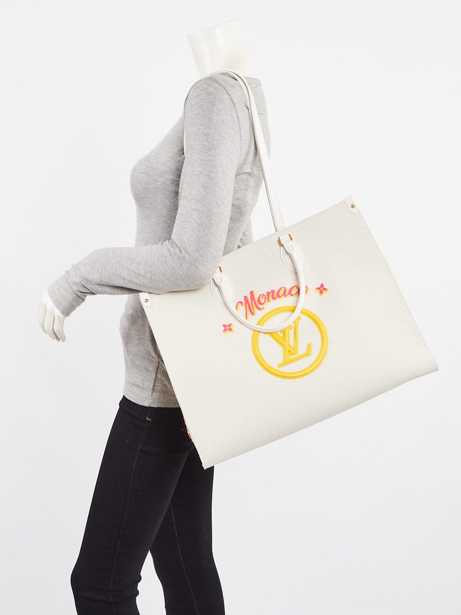 Louis Vuitton Beige Canvas Jacquard Tufted Monaco OntheGo GM Bag