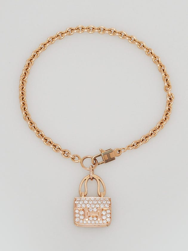 Hermes 18k Rose Gold and Diamond Constance Amulette Bracelet