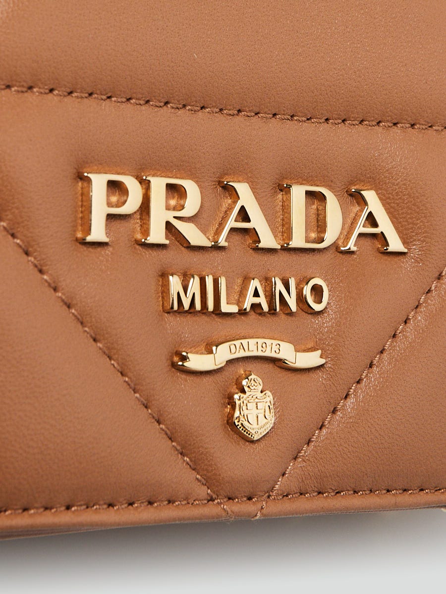 Prada Caramel Quilted Nappa Stitched Shoulder Bag 1BD333 Prada Caramel Quilted Nappa Stitched Shoulder Bag 1BD333