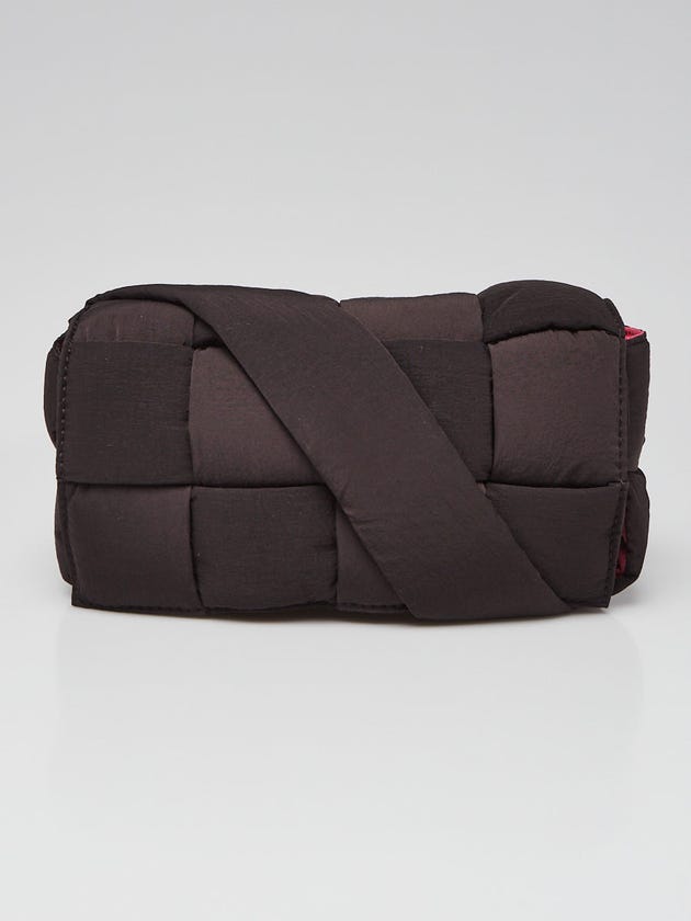 Bottega Veneta Black/Pink Woven Padded Nylon Cassette Belt Bag