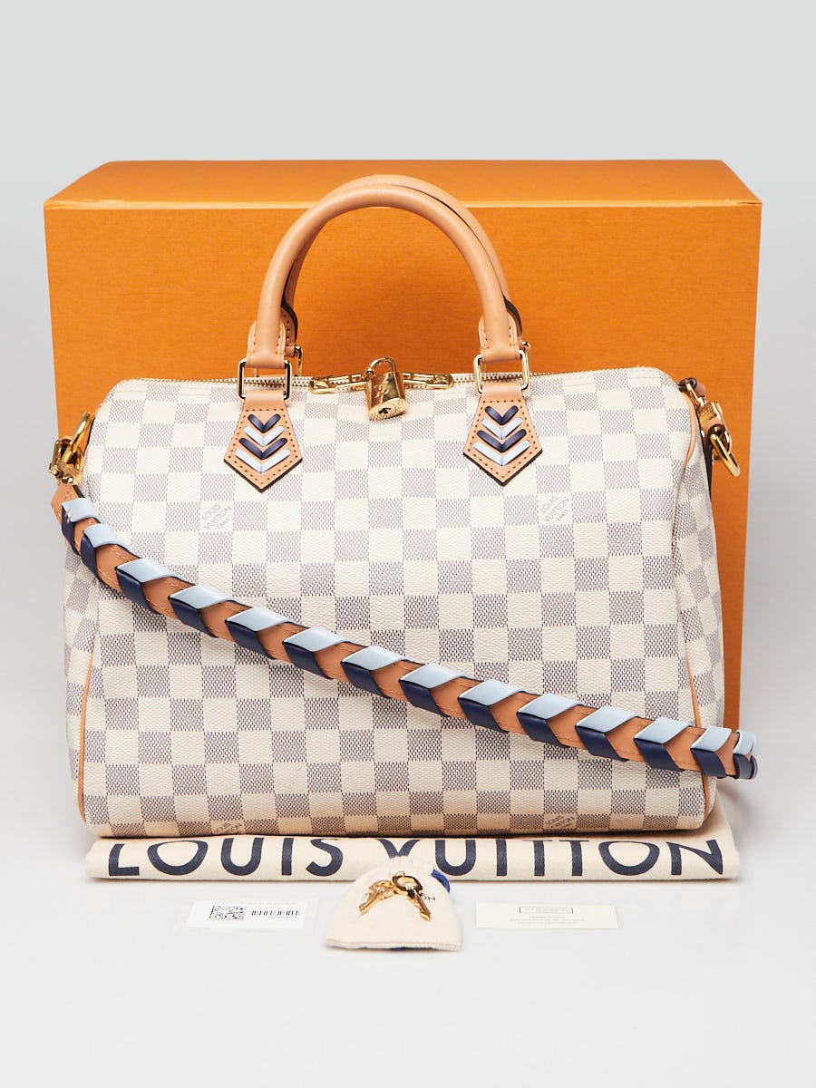 【美品】Louis Vuitton アドマライザー Louis Vuitton Damier Azur Canvas Braided Speedy 30 Bandouliere Bag