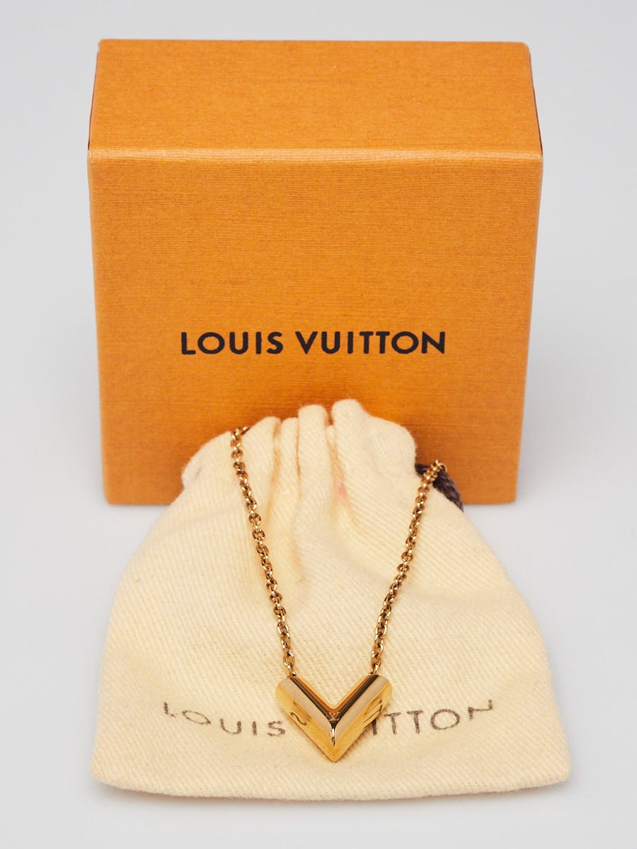 Louis Vuitton Goldtone Metal Essential V Necklace | Yoogi's Closet