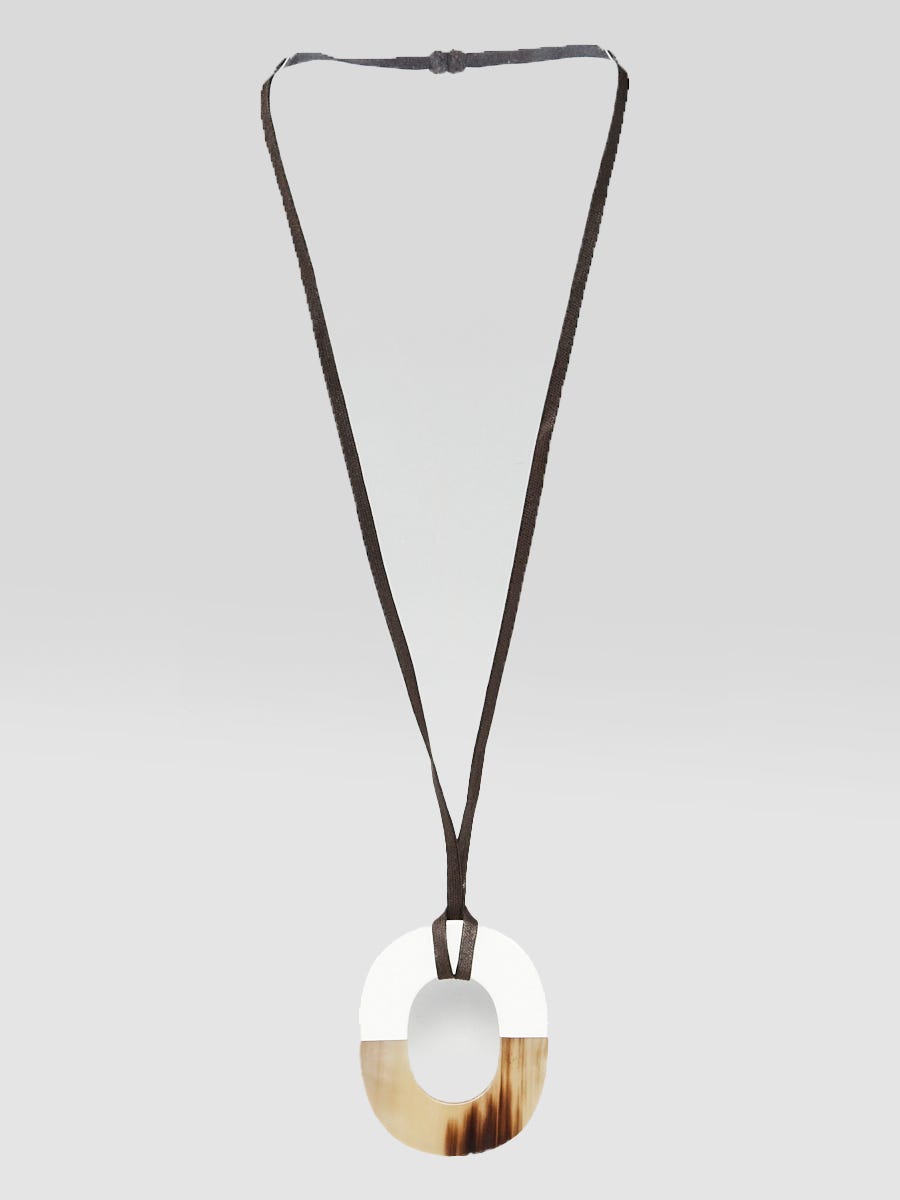 Hermes White Buffalo Horn Lacquered Isthme Cord Necklace