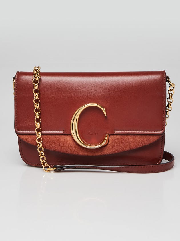 Chloe Brown Leather Mini C Chain Bag