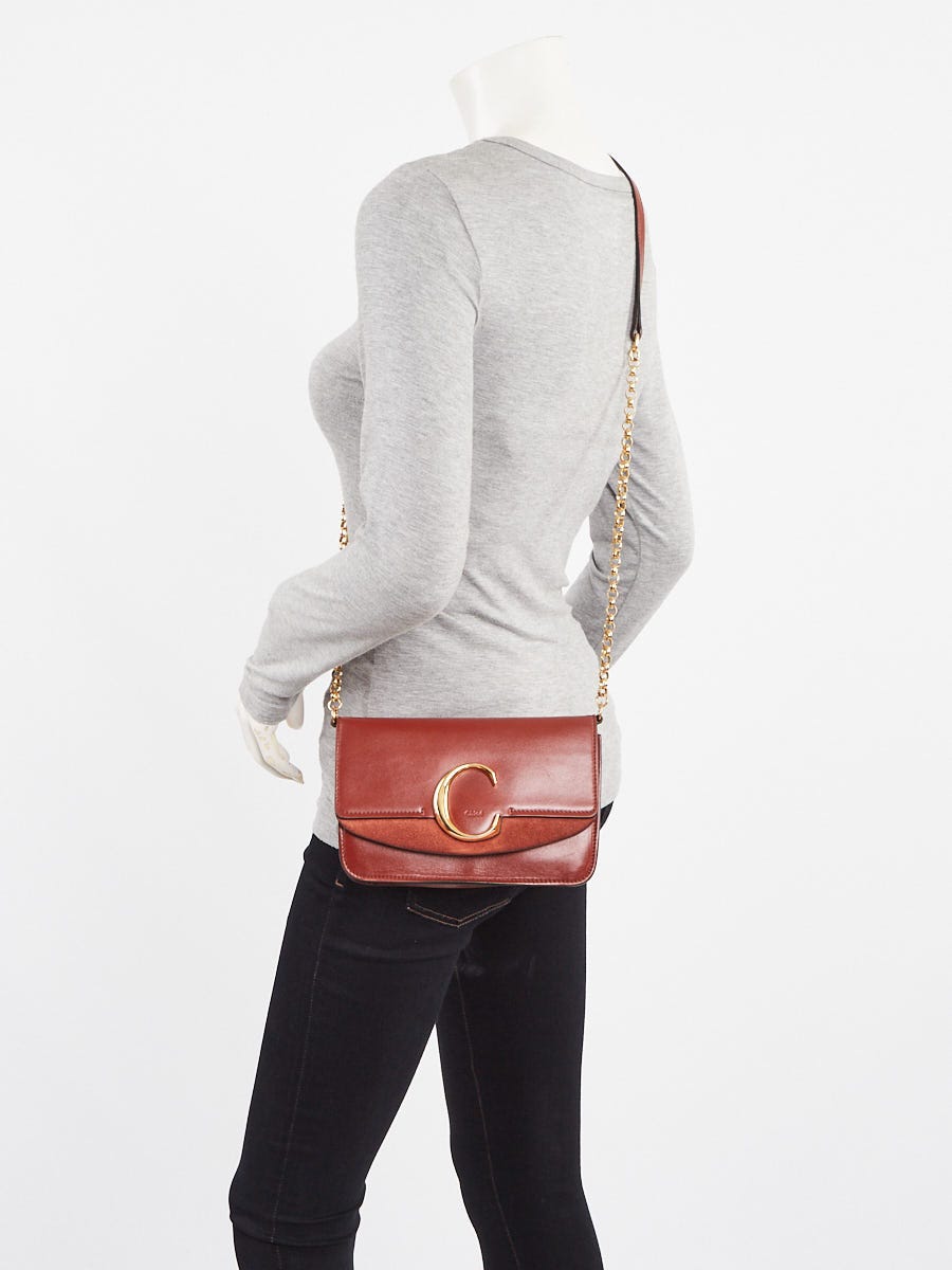 バッグ・カバンその他 CHLOE Woman Mini bag Brown CH25US593O82 27S Chloe Brown Leather Mini C Chain Bag | Yoogi's Closet