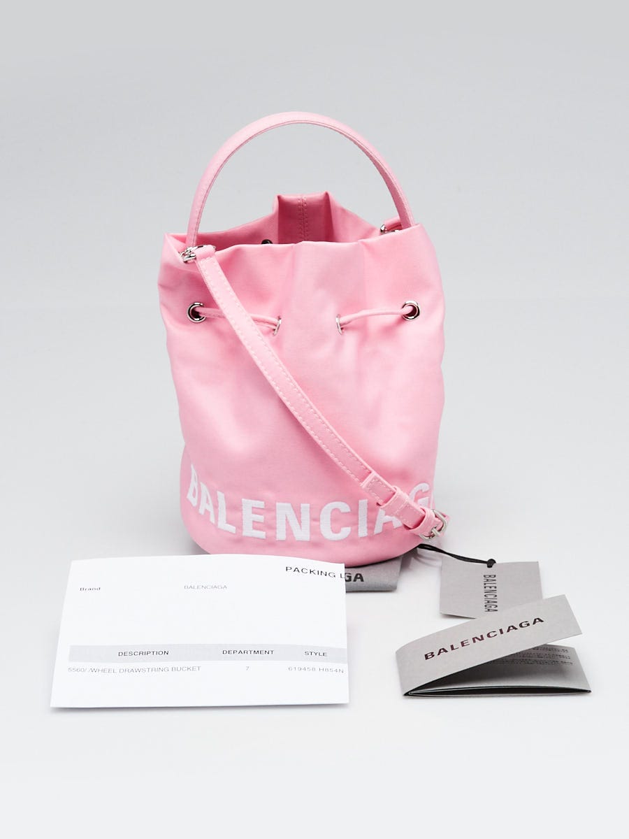 Balenciaga Pink Nylon XS Wheel Bucket Bag | Yoogi's Closet