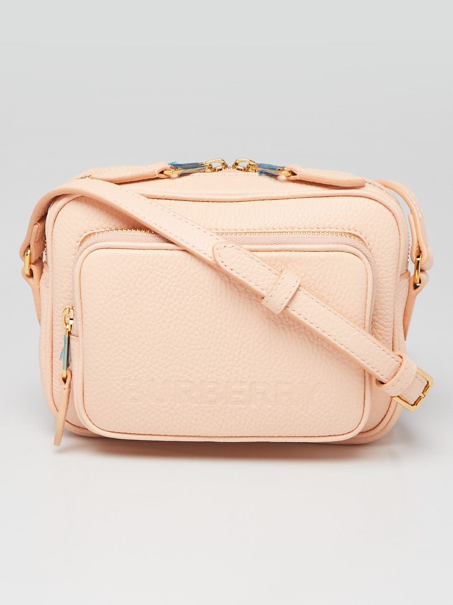 Burberry Peach Pink Grained Leather Small Camera Crossbody Bag
