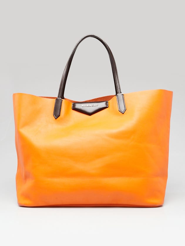 Givenchy Orange/Brown Leather Antigona Large Tote Bag