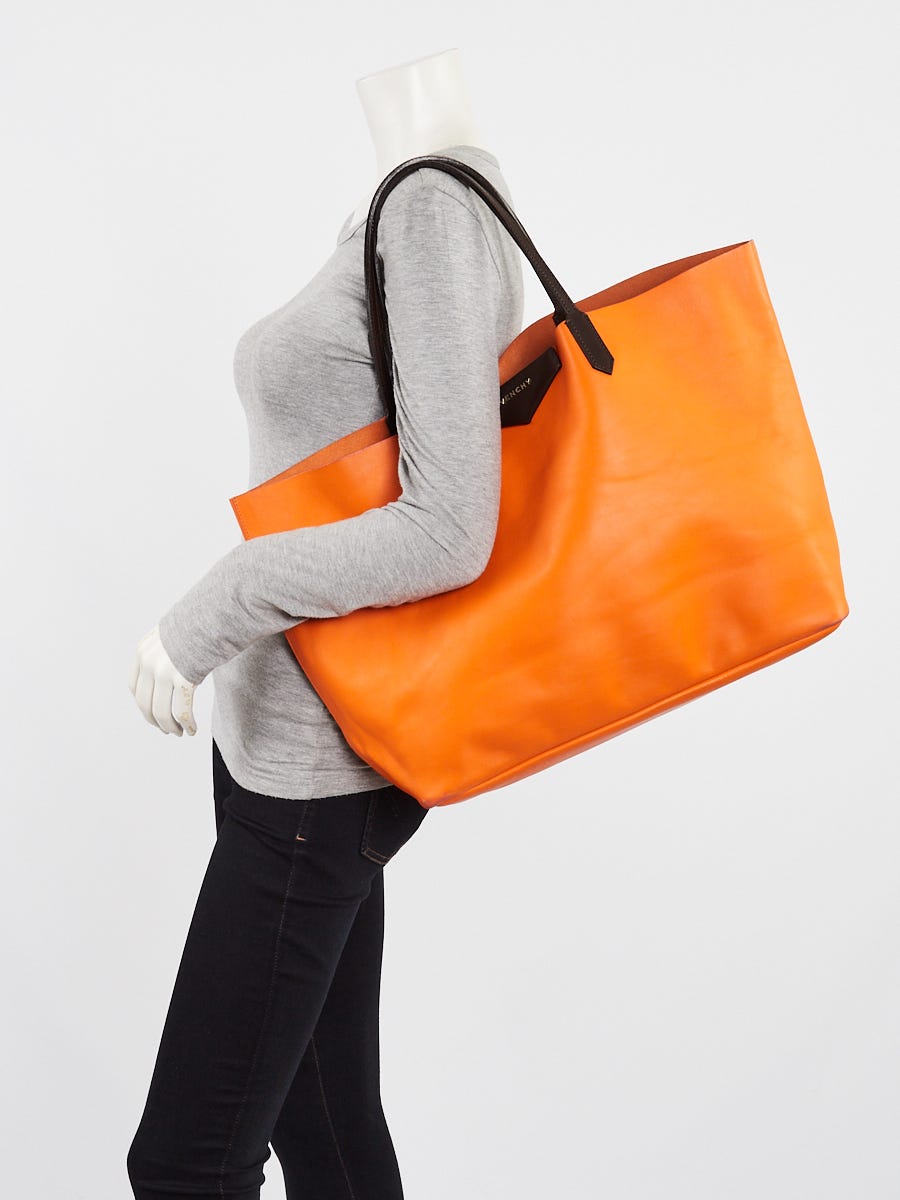 Givenchy Orange/Brown Leather Antigona Large Tote Bag