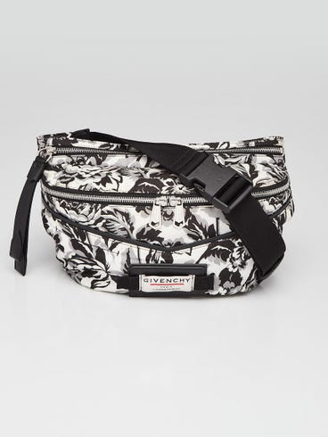 Givenchy Black/White Floral Printed Nylon Downtown Bum Bag