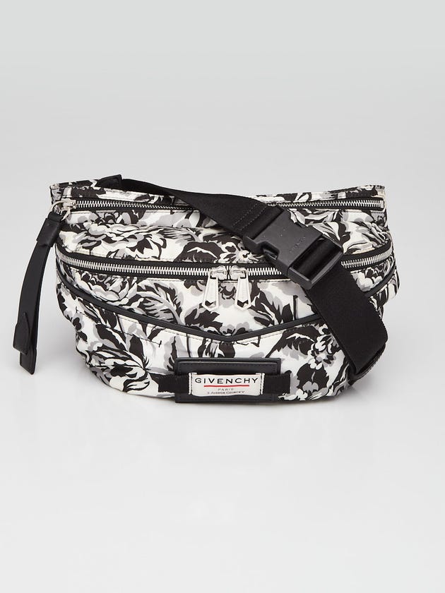 Givenchy Black/White Floral Printed Nylon Downtown Bum Bag