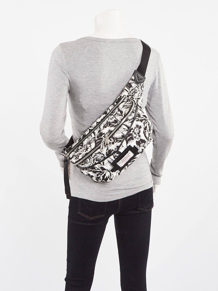 Givenchy Black/White Floral Printed Nylon Downtown Bum Bag