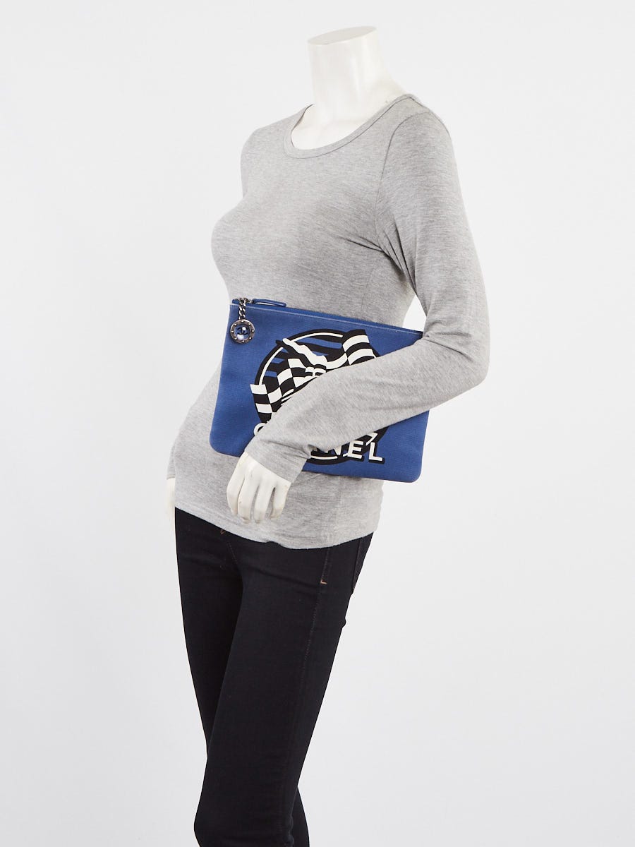 Chanel Blue/White Canvas La Pausa Medium O-Zip Case