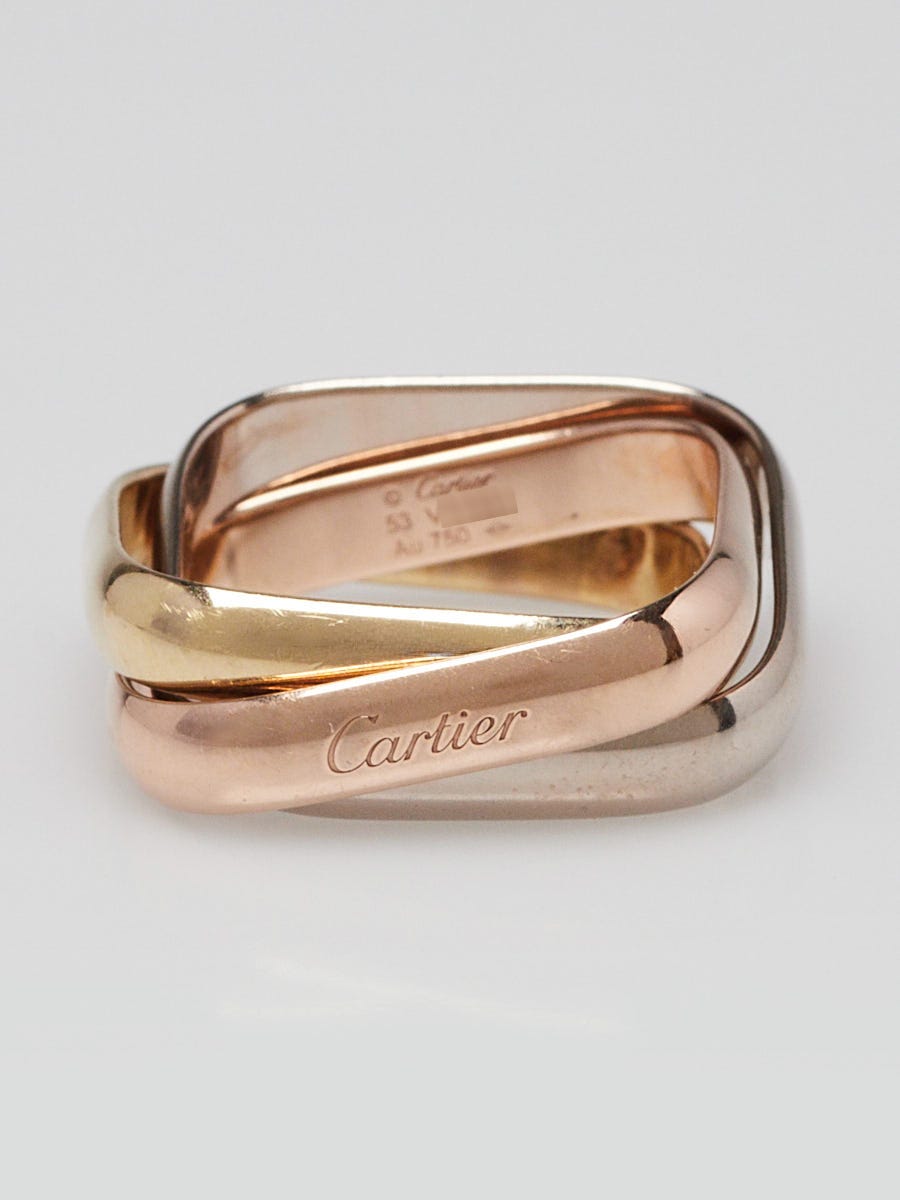 [Cartier] TRINITY CUSHION RING, MEDIUM MODEL メゾンロゴ Trinity ring, cushion-shaped, medium model, half-paved