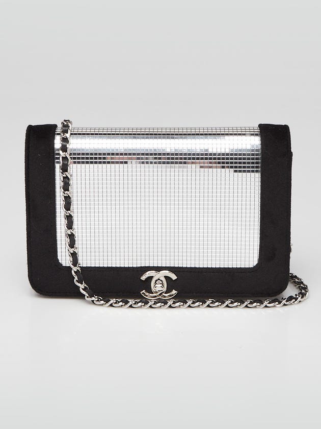 Chanel Black Velvet and Mirror Sequin CC WOC Clutch Bag