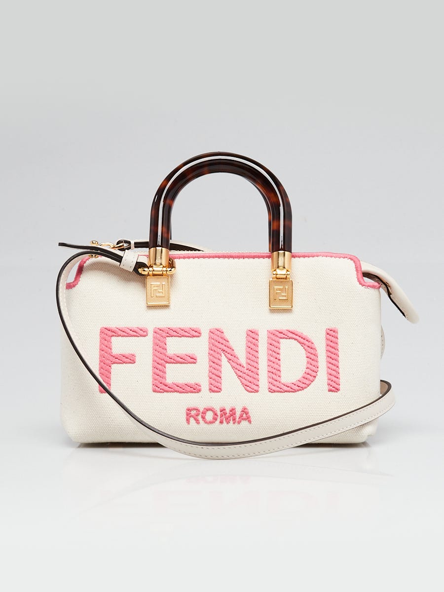 Fendi Beige/Pink Canvas By the Way Mini Top Handle Bag 8BS067