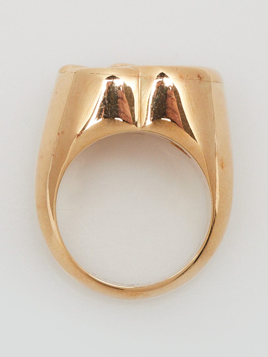 Gucci 18k Yellow Gold GG Running Signet Wide Band Ring Size