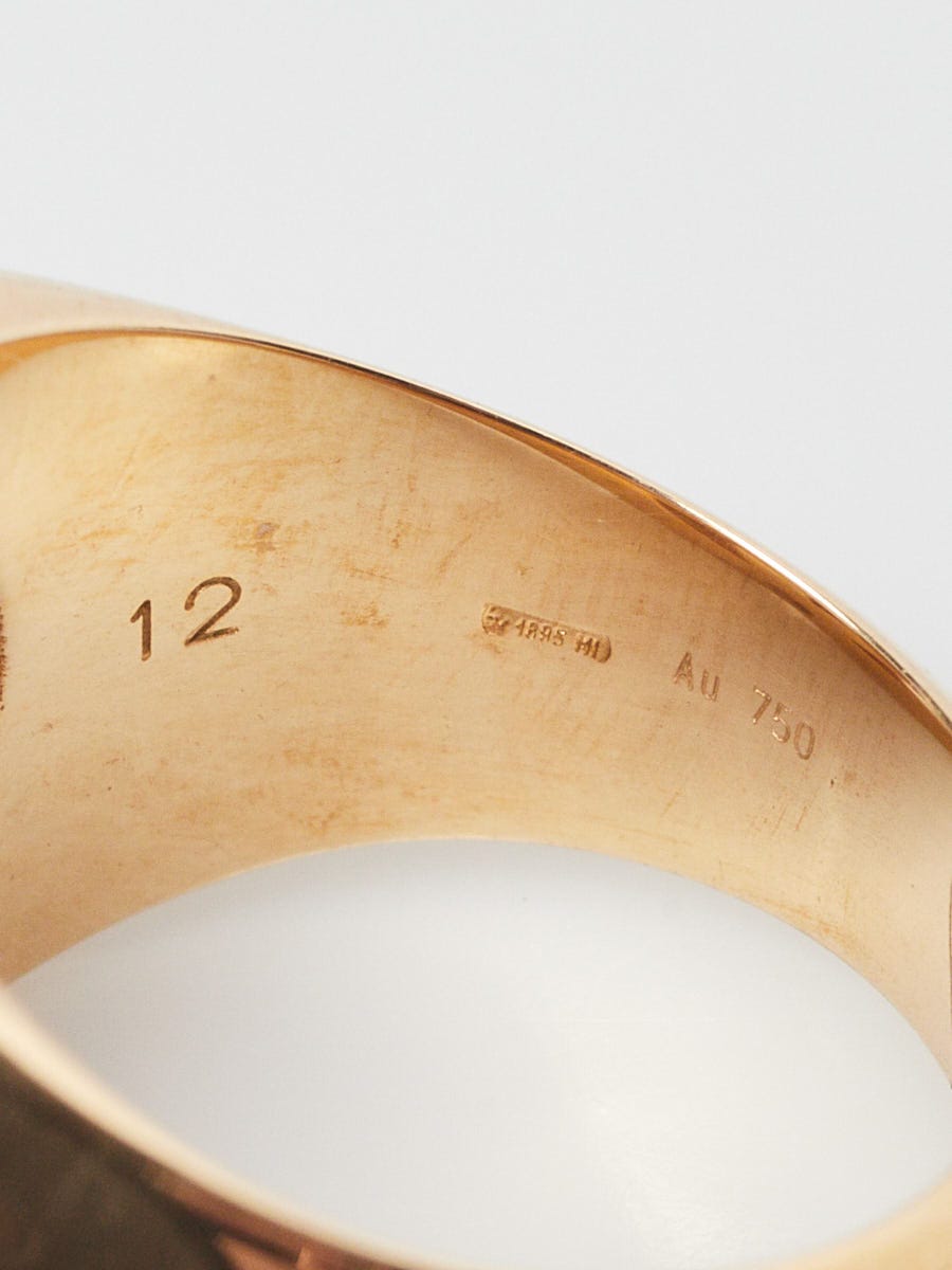 Gucci 18k Yellow Gold GG Running Signet Wide Band Ring Size