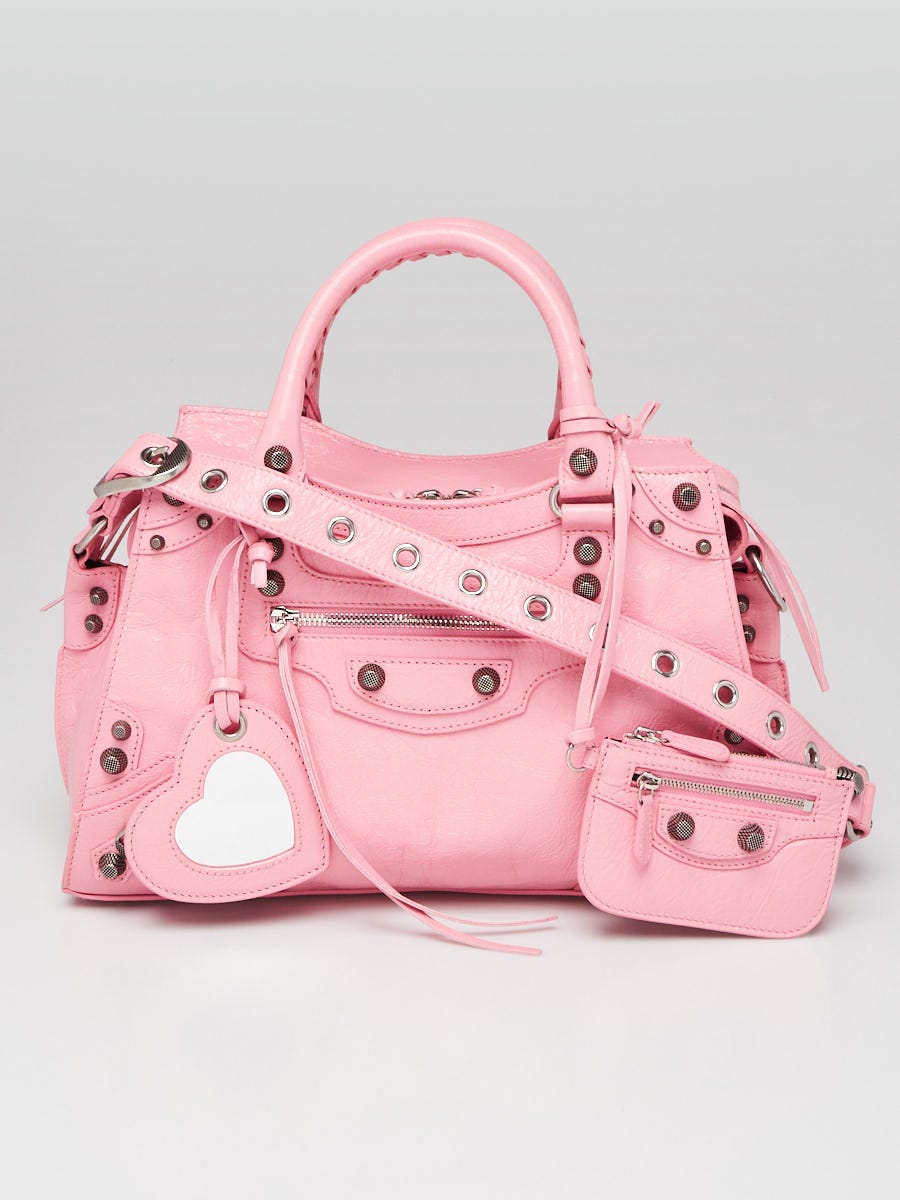 Balenciaga Sweet Pink Lambskin Leather Small Neo Cagole City