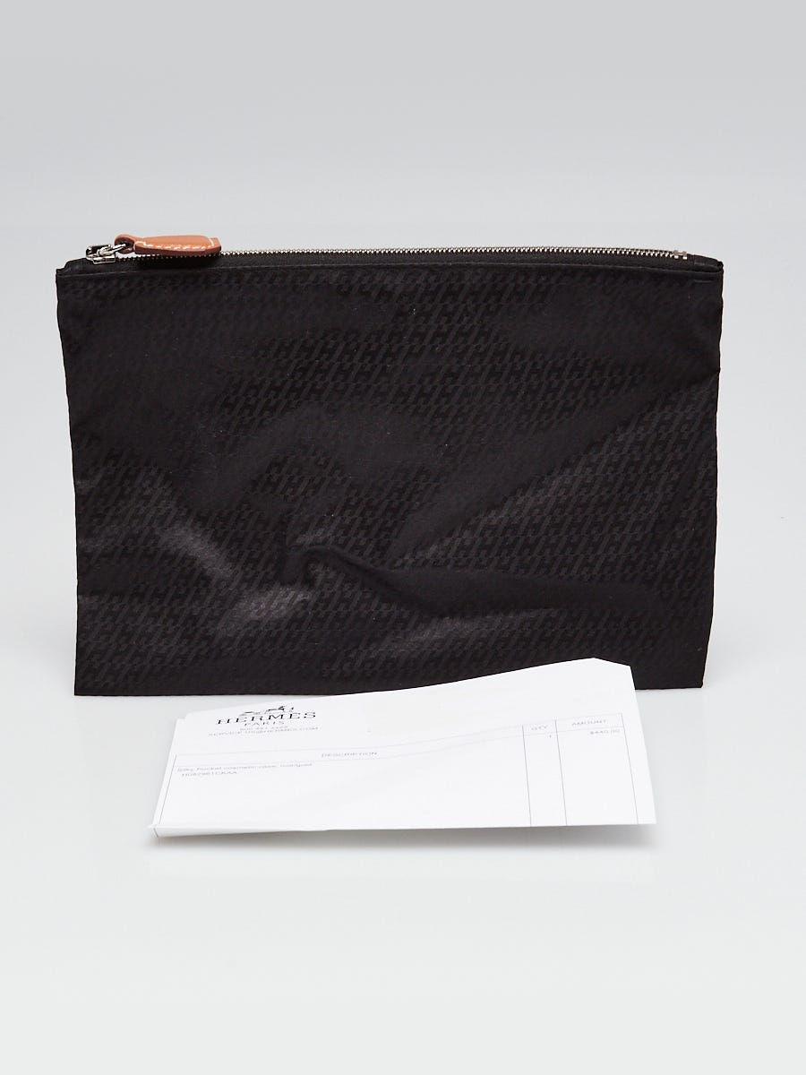 Hermes Black Technical Silk H en Biais Silky Pocket Cosmetic Case