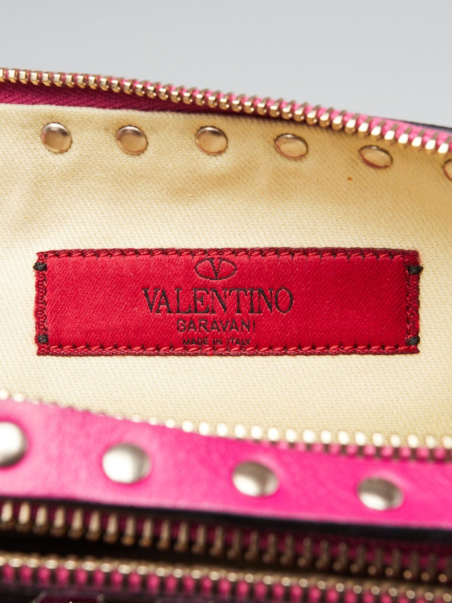 Valentino Fuchsia Leather Rockstud Double Zip Crossbody Bag Valentino Fuchsia Leather Rockstud Double Zip Crossbody Bag