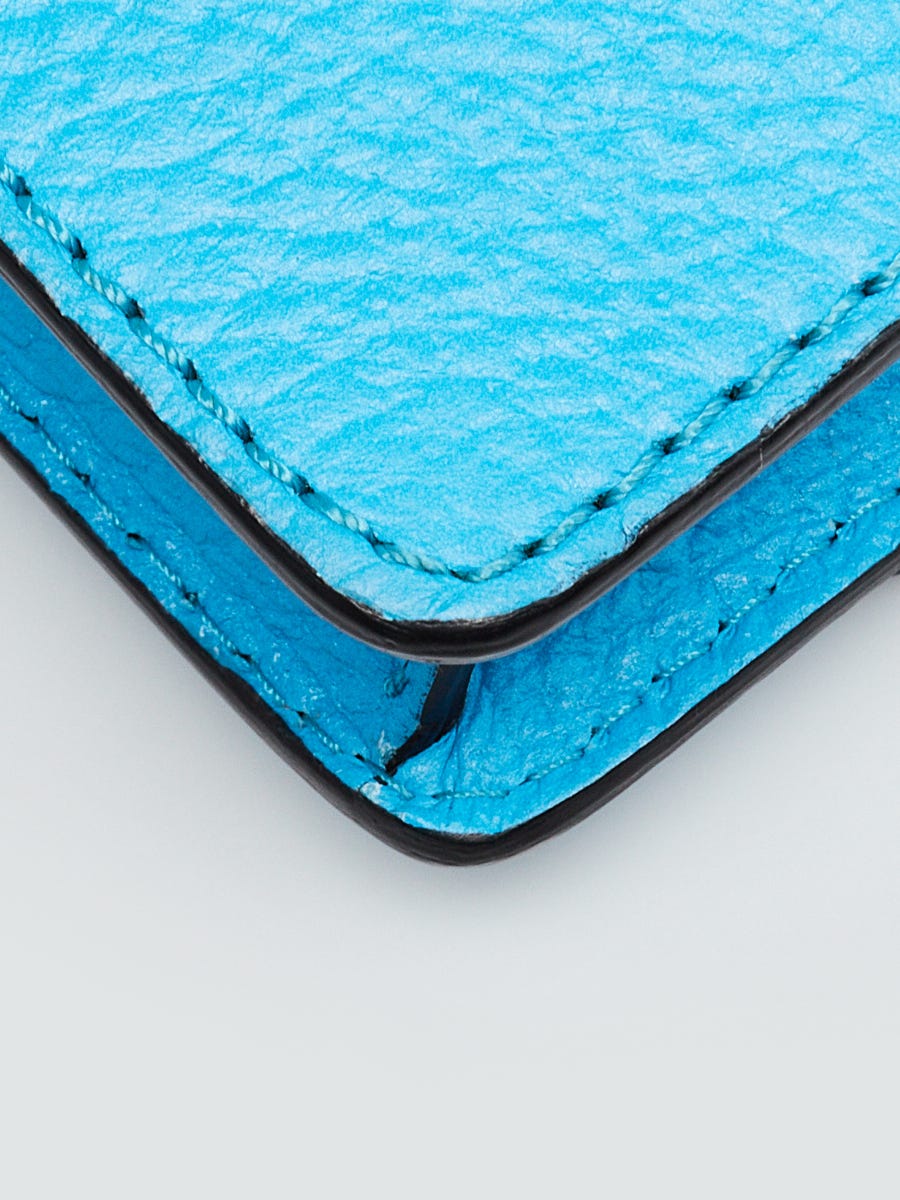 Burberry Bright Blue Embossed Leather Wallet On Chain Crossbody