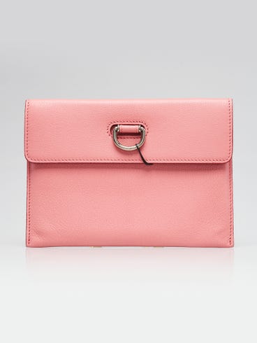 Burberry Pink Leather D-Ring Flap Clutch Bag