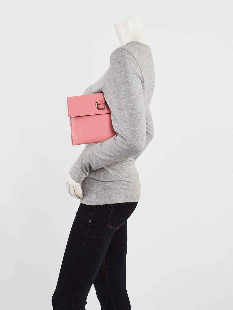Burberry Pink Leather D-Ring Flap Clutch Bag | Yoogi's Closet