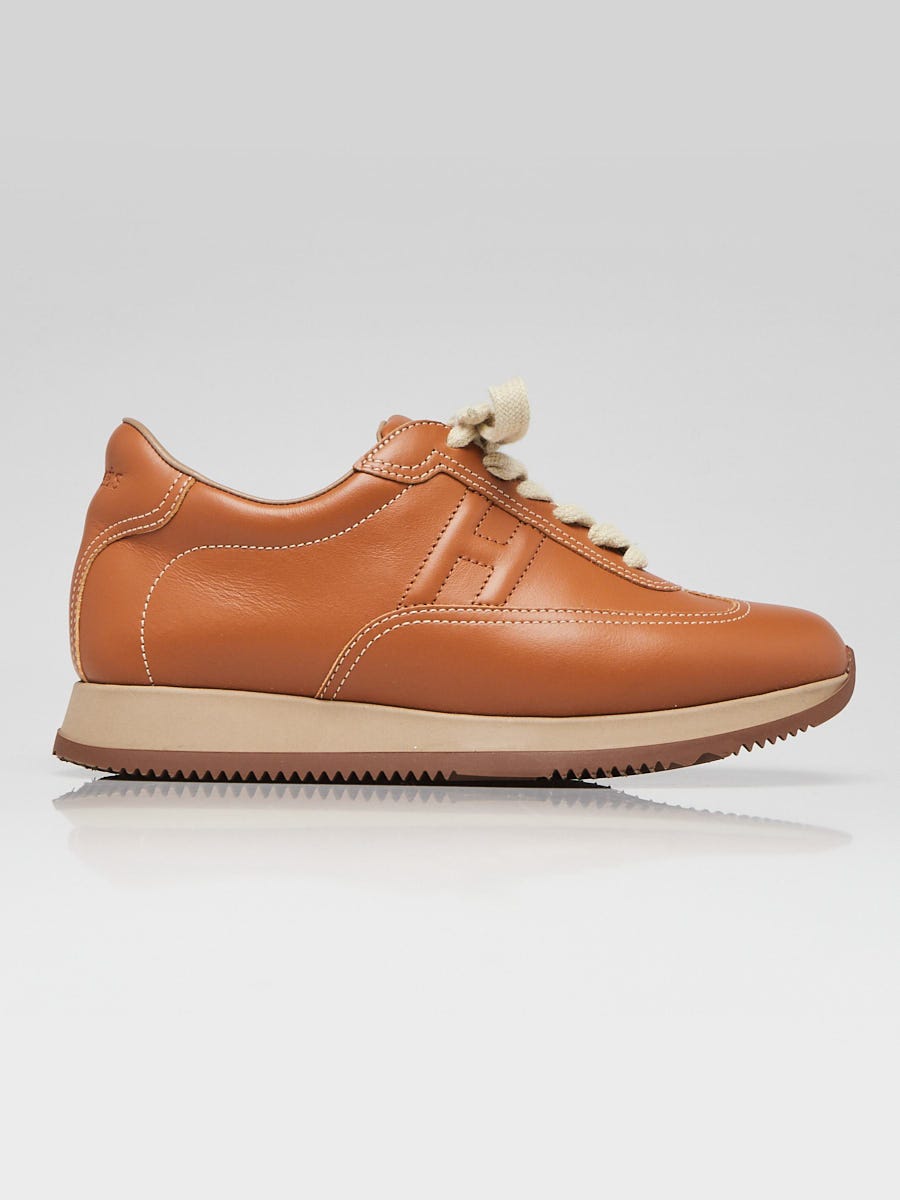 Hermes Gold Leather Quick H Sneakers Size 5.5/36 | Yoogi's Hermes Gold Leather Quick H Sneakers Size 5.5/36 | Yoogi's