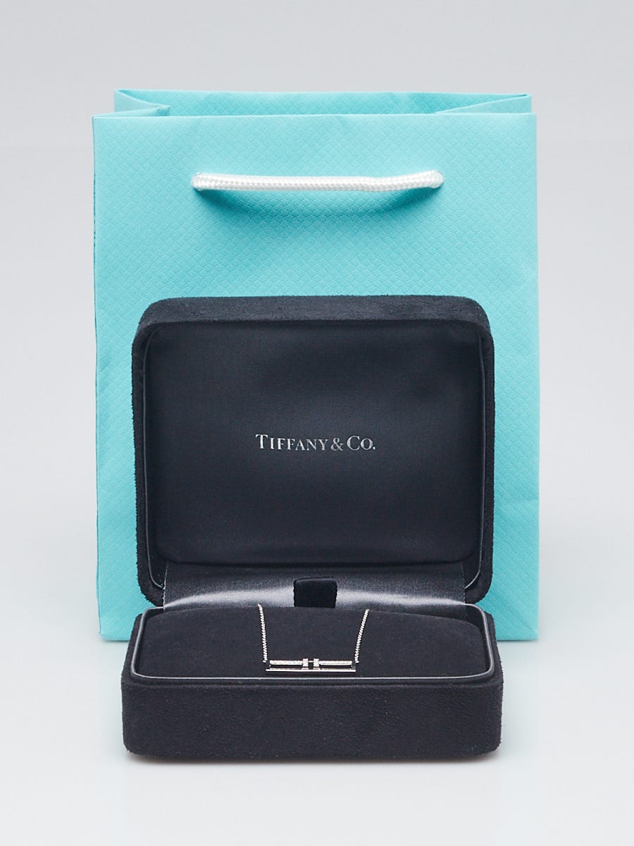 Tiffany 
Co. 18k White Gold and Diamond Horizontal Open Bar Pendant Necklace