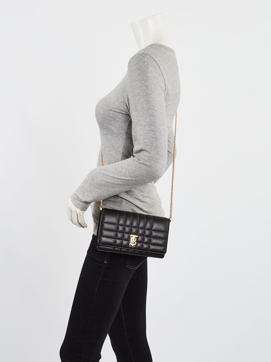 Burberry Black Quilted Leather Lola Wallet on Chain Bag