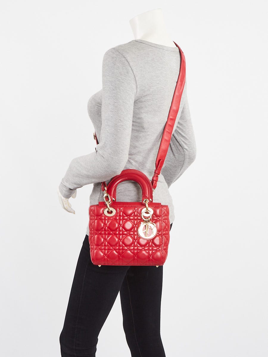 Christian Dior Red Cannage Quilted Lambskin Leather My Christian Dior Red Cannage Quilted Lambskin Leather My
