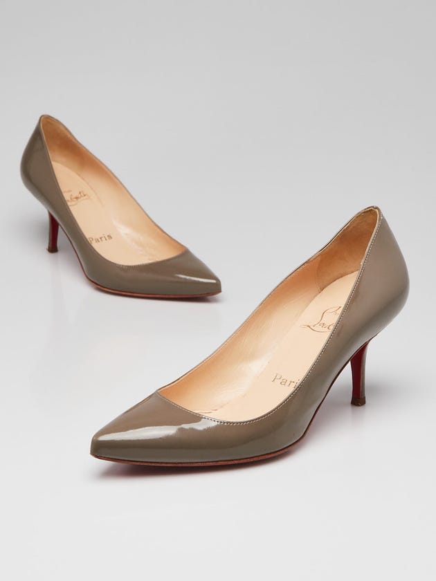 Christian Louboutin Grey Patent Leather Chic Sharka 70 Pumps Size 5.5/36
