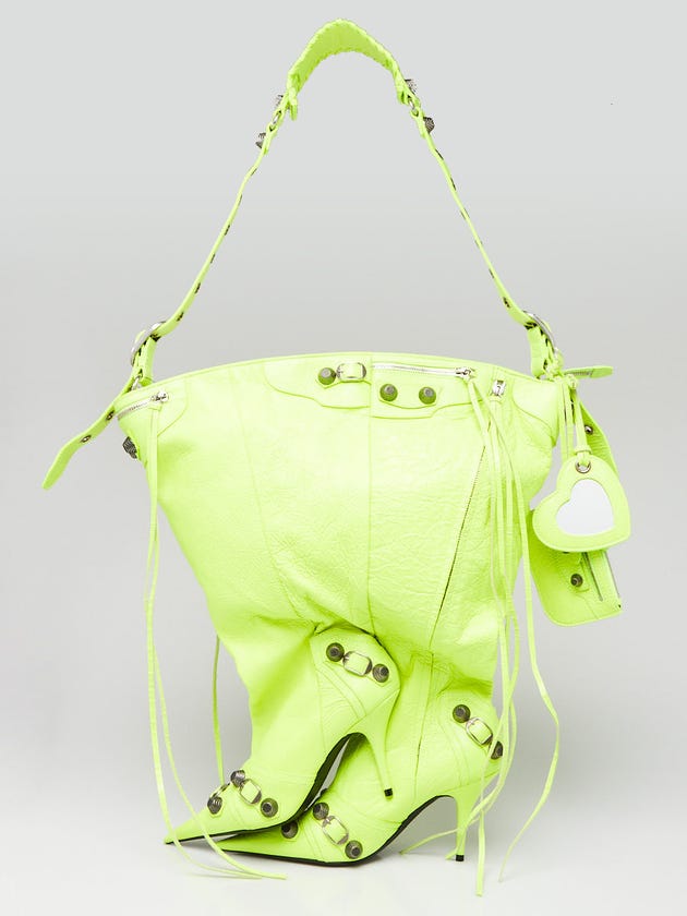 Balenciaga Flou Yellow Leather Le Cagole Boot Shoulder Bag