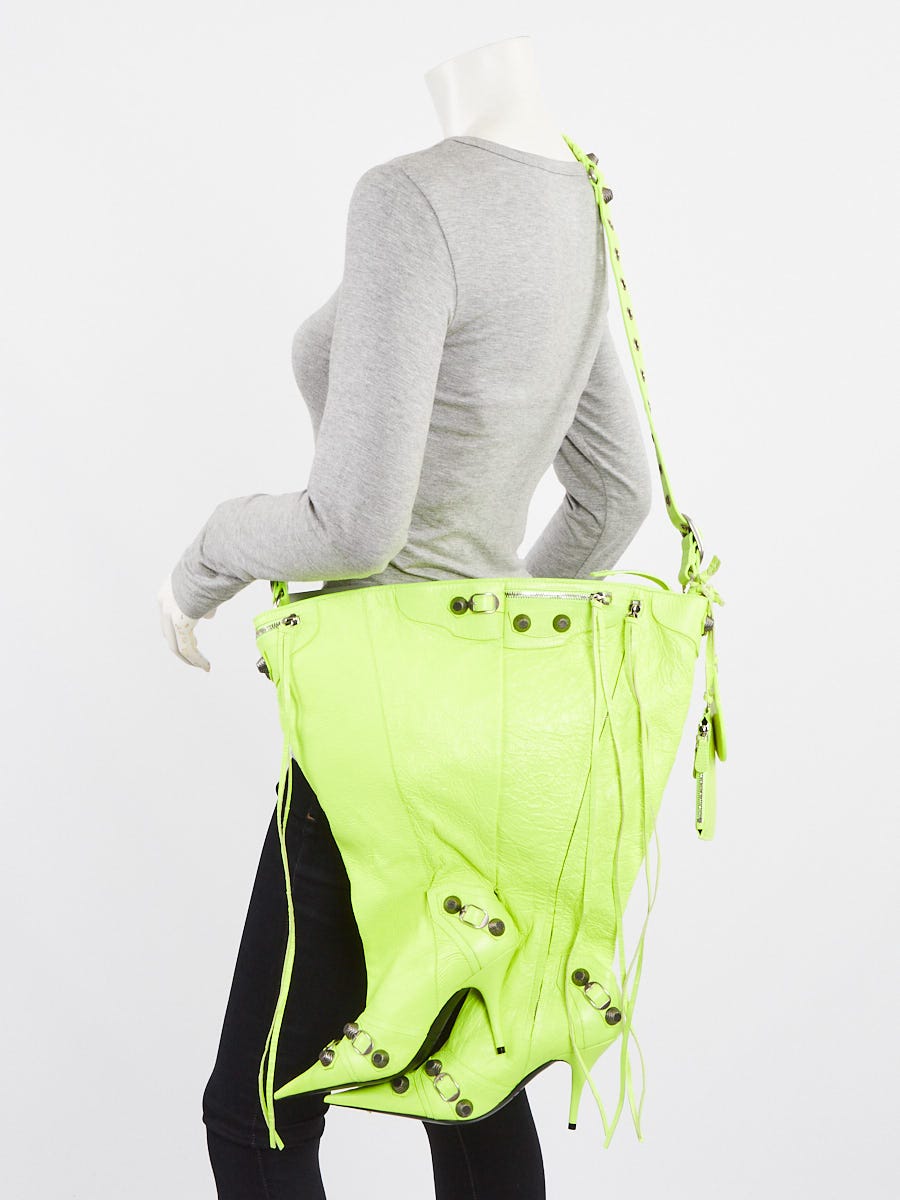 Balenciaga Flou Yellow Leather Le Cagole Boot Shoulder Bag Balenciaga Flou Yellow Leather Le Cagole Boot Shoulder Bag