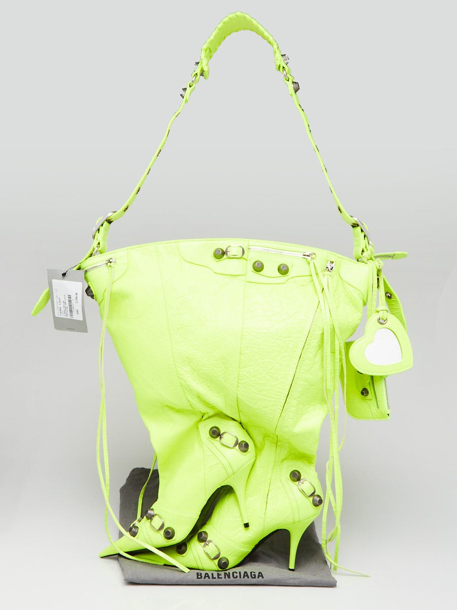 Balenciaga Flou Yellow Leather Le Cagole Boot Shoulder Bag