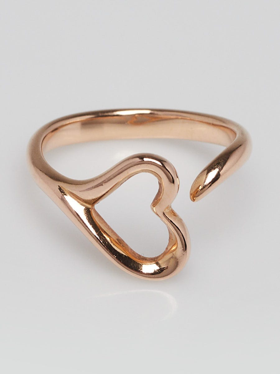Tiffany & Co. 18k Rose Gold Elsa Peretti Open Heart Ring Size 7 Tiffany & Co. 18k Rose Gold Elsa Peretti Open Heart Ring Size 7