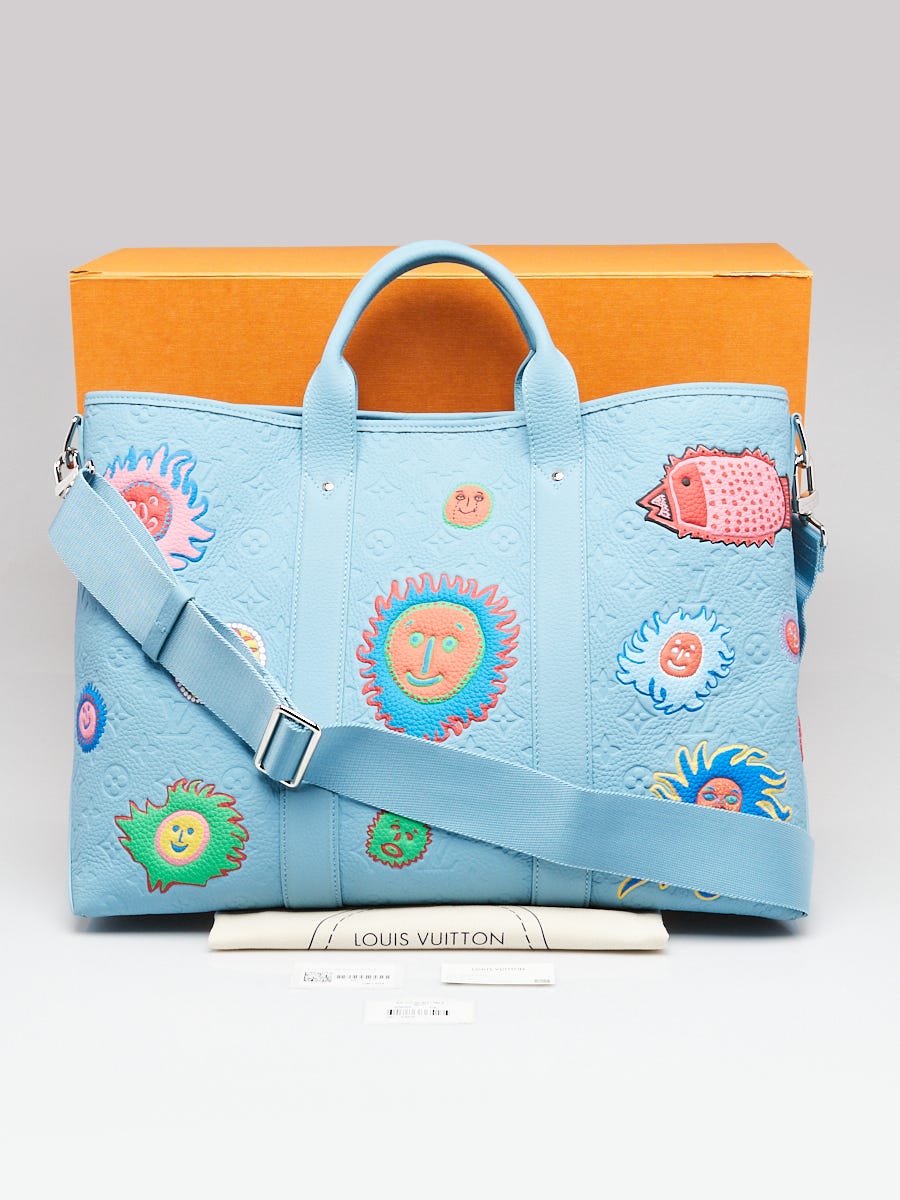 Louis Vuitton x YK Blue Taurillon Monogram Leather Weekend Tote