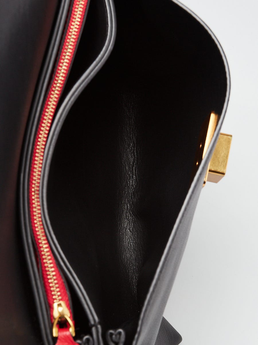 Valentino Black Leather V-Ring Shoulder Bag | Yoogi's Closet