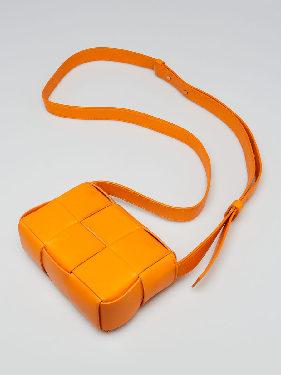 Bottega Veneta Orange Leather Maxi Weave Candy Cassette