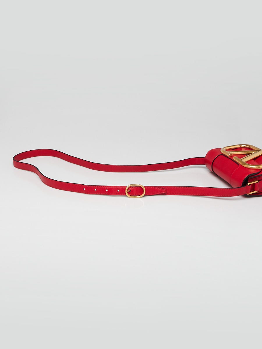 Valentino Red Leather Small Supervee Crossbody Bag | Yoogi's Closet