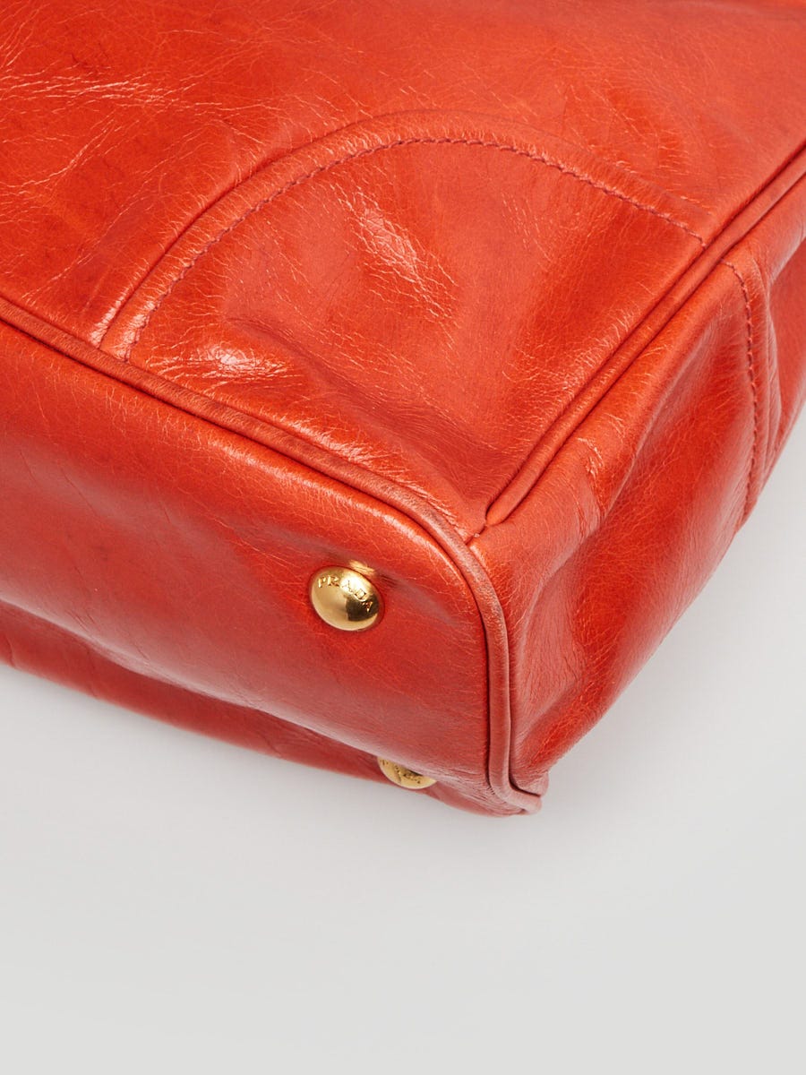 Prada Mandarino Vitello Shine Leather Shopping Tote Bag Prada Mandarino Vitello Shine Leather Shopping Tote Bag