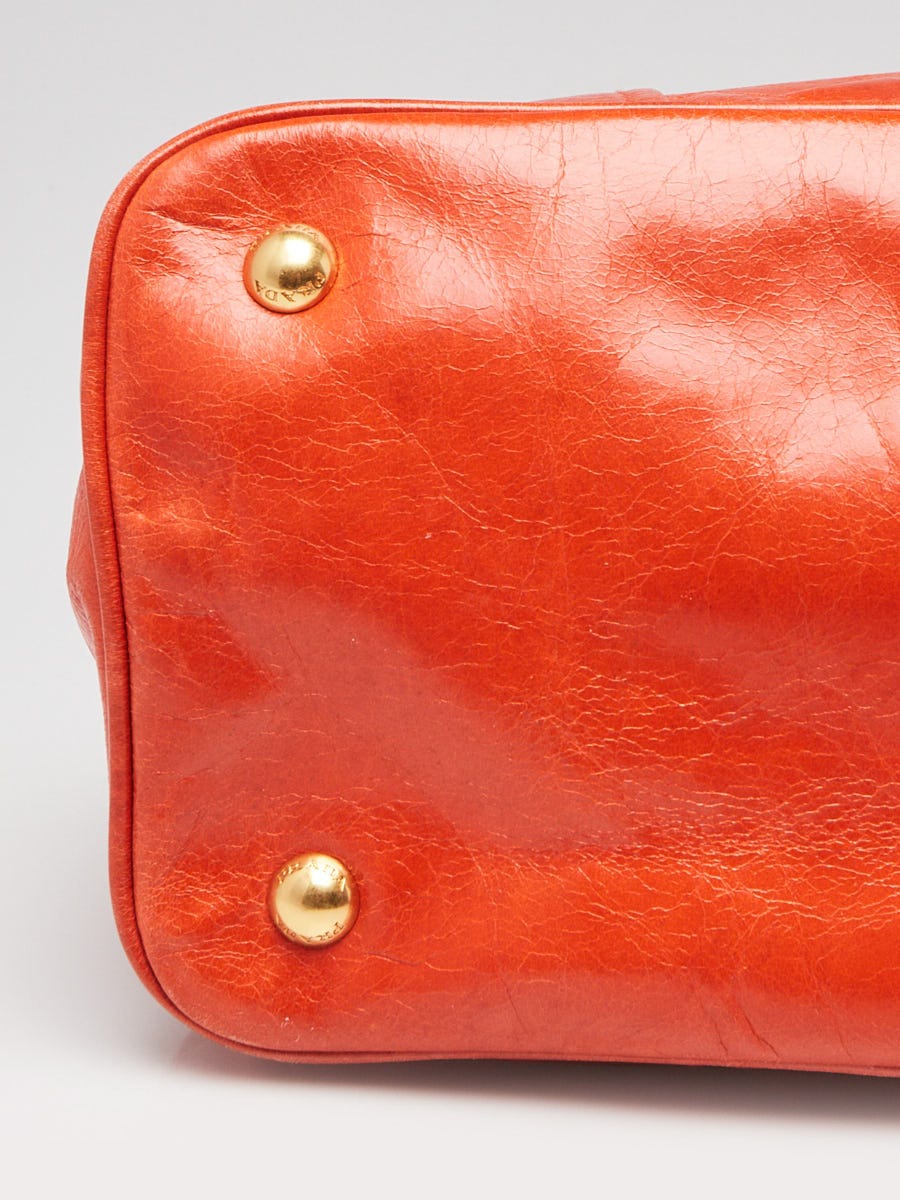 Prada Mandarino Vitello Shine Leather Shopping Tote Bag Prada Mandarino Vitello Shine Leather Shopping Tote Bag