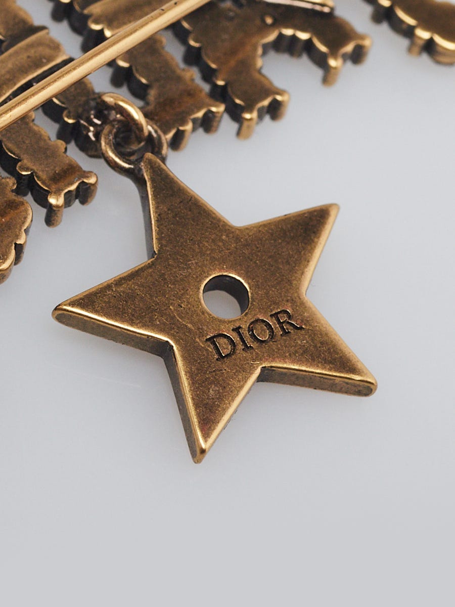Christian Dior ディオール　不動品　アンティーク　金メッキ Christian Dior Goldtone Metal Crystal J'adior Brooch | Yoogi's Closet