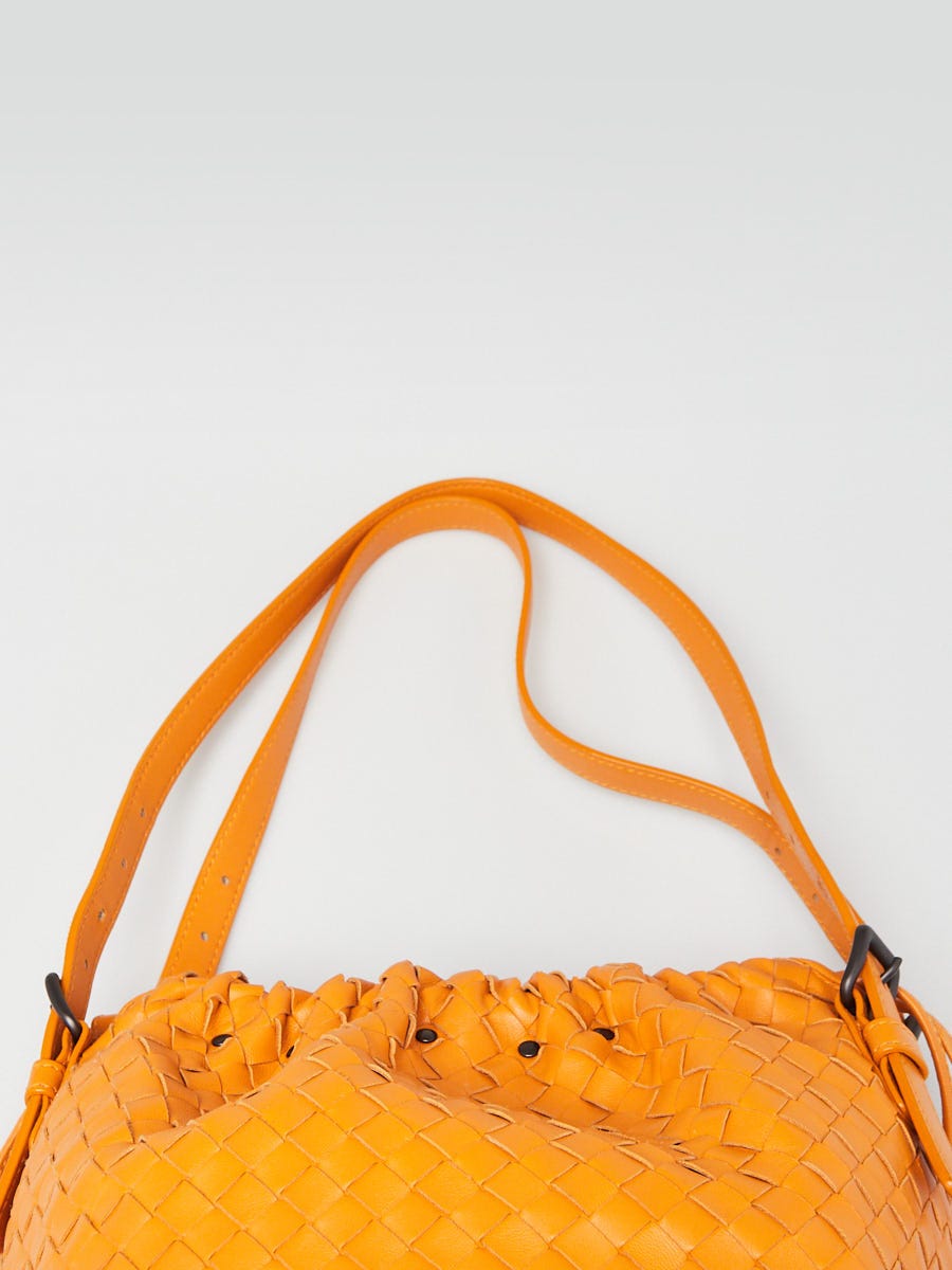 Bottega Veneta Orange Intrecciato Woven Nappa Leather Bucket