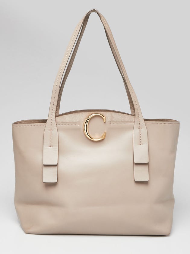 Chloe Motty Grey Leather Medium C Zipped Shopping Tote