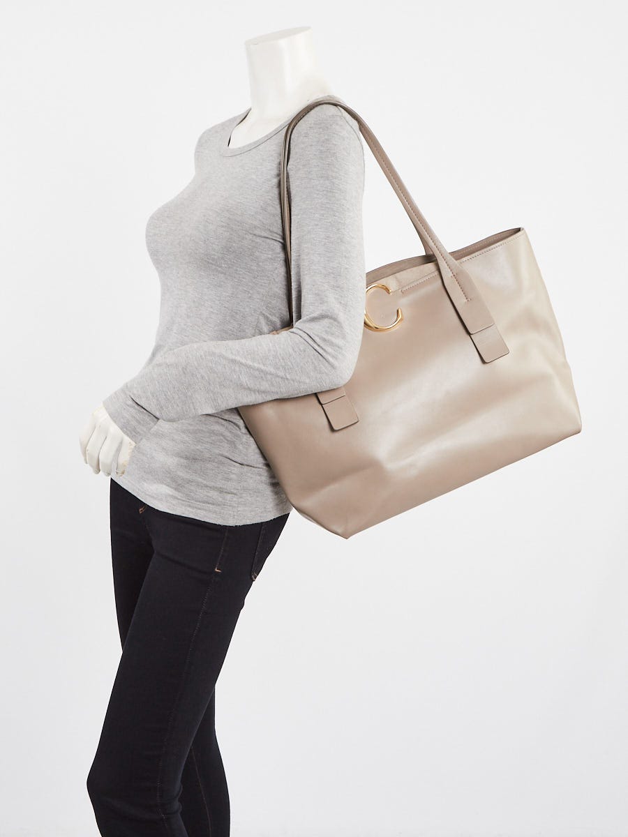 Chloe Motty Grey Leather Medium C  Zipped Shopping Tote