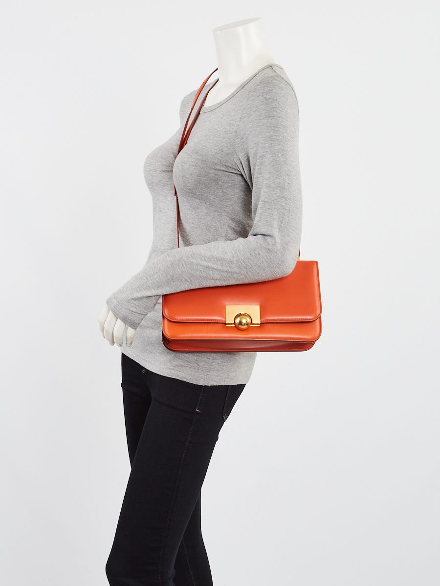 Bottega Veneta Orange Spazzolato Calfskin Leather BV Classic