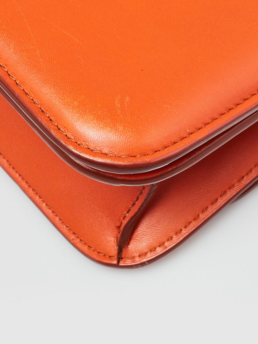 Bottega Veneta Orange Spazzolato Calfskin Leather BV Classic